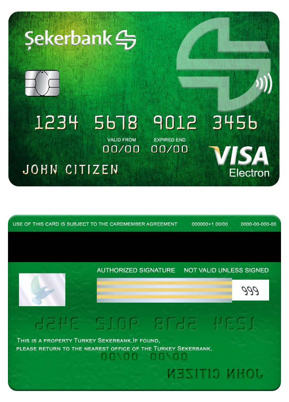 Turkey Sekerbank visa electron card